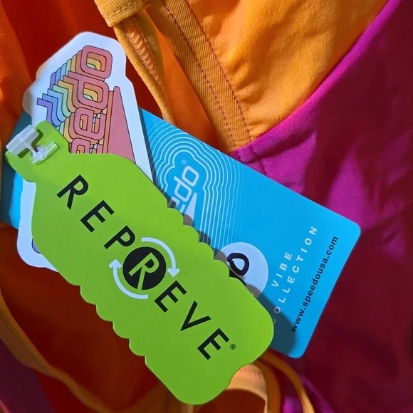 SPEEDO Colorful Pink and Orange Swimsuit 32 - Picture 3 of 4